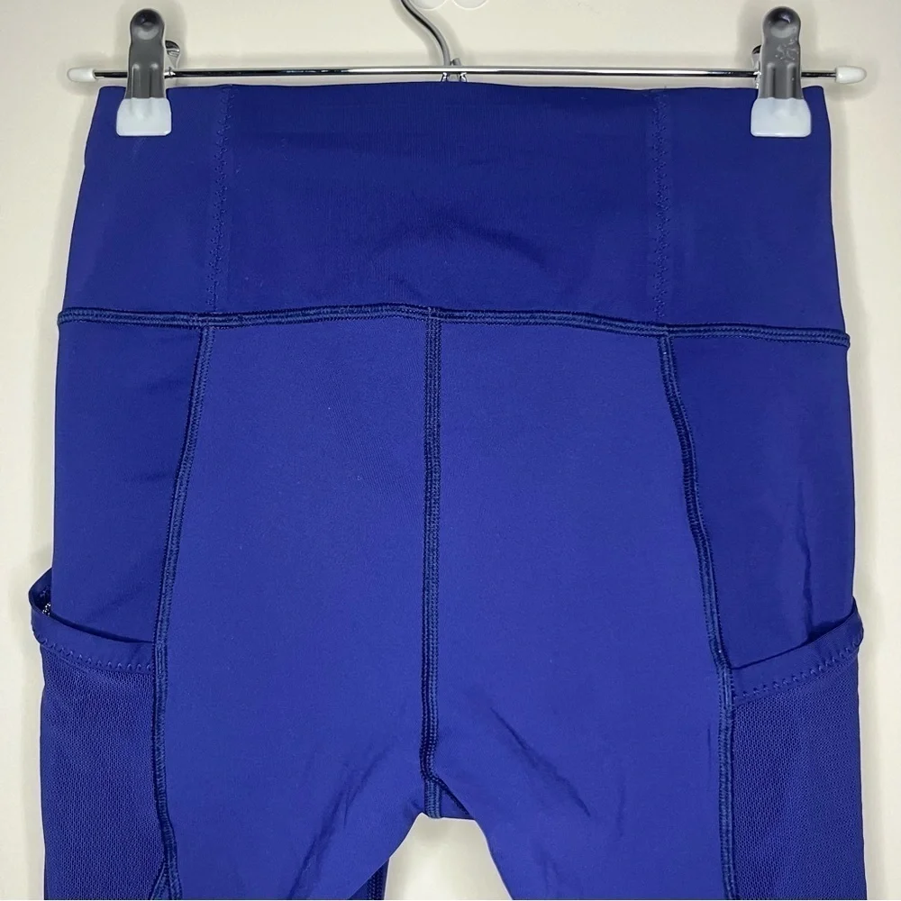 LULULEMON Fast As Light Emperor Blue Mesh Pockets Luxtreme Cropped Leggings